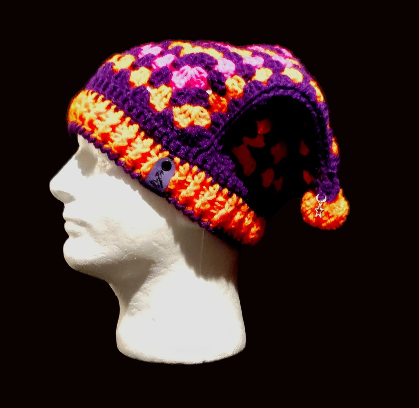 Blacklight Harlequin Jester Beanie