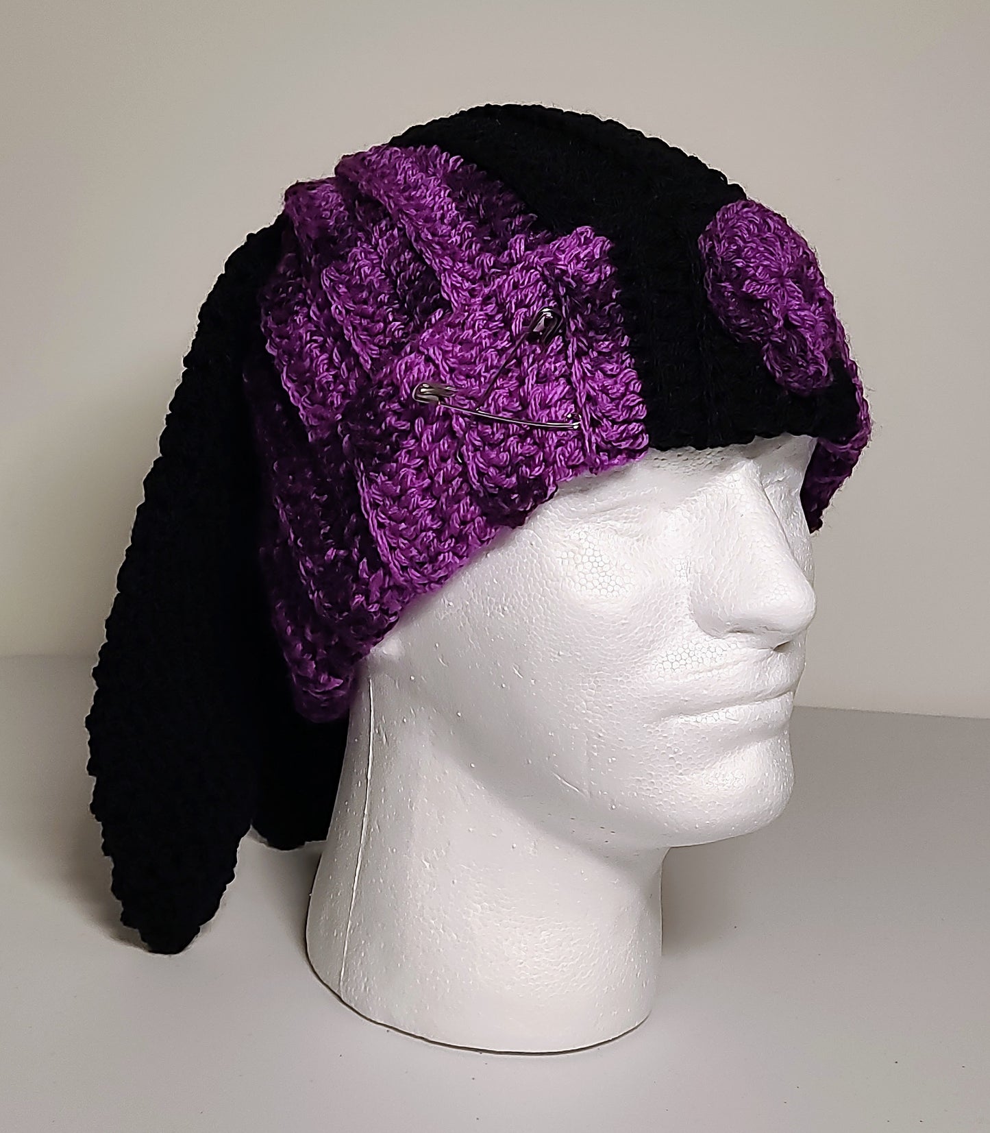 Bunny Ear Skull Beanie in Peculiar Purple & Black