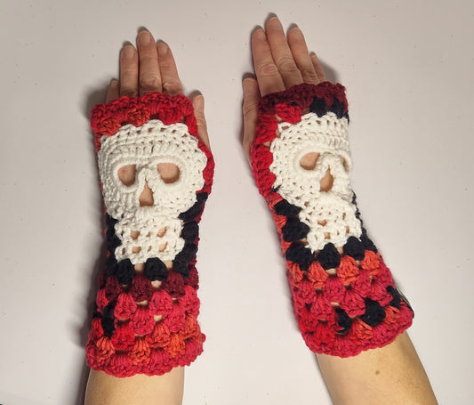 Granny Skull Gloves - Red