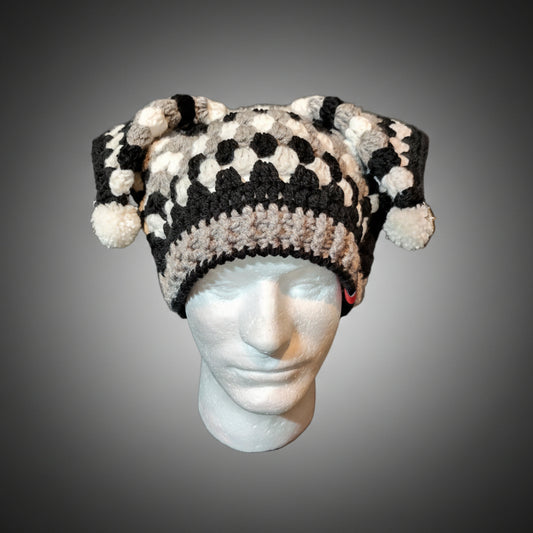 Monochrome Menace Jester Beanie