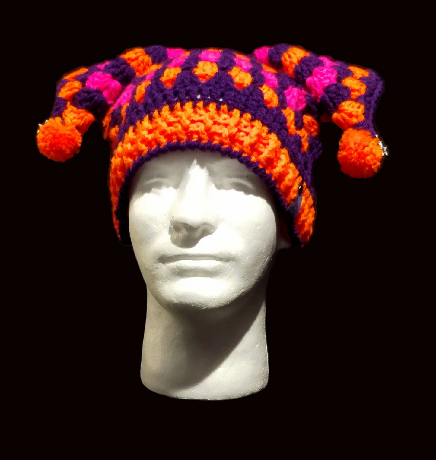Blacklight Harlequin Jester Beanie