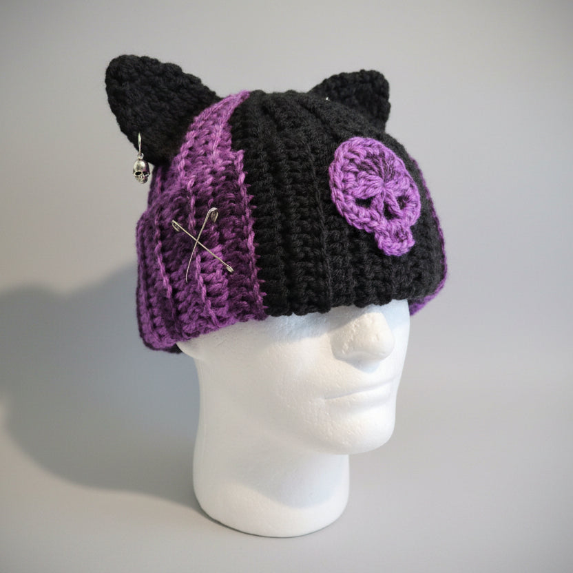 Punk Kitty Beanie in Peculiar Purple