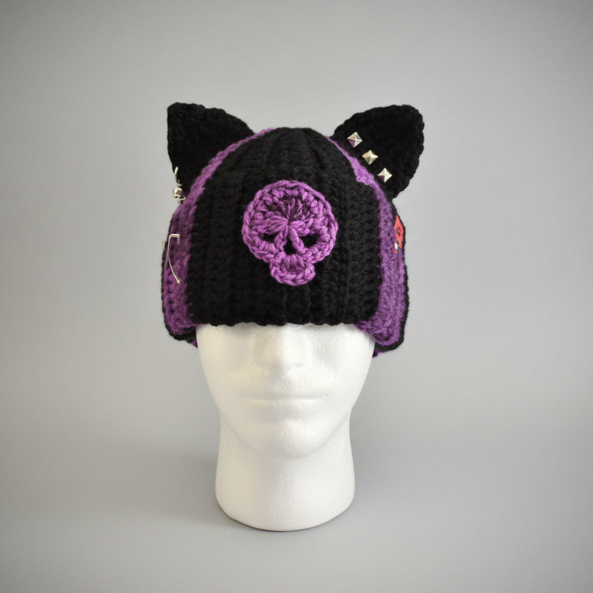 Punk Kitty Beanie in Peculiar Purple
