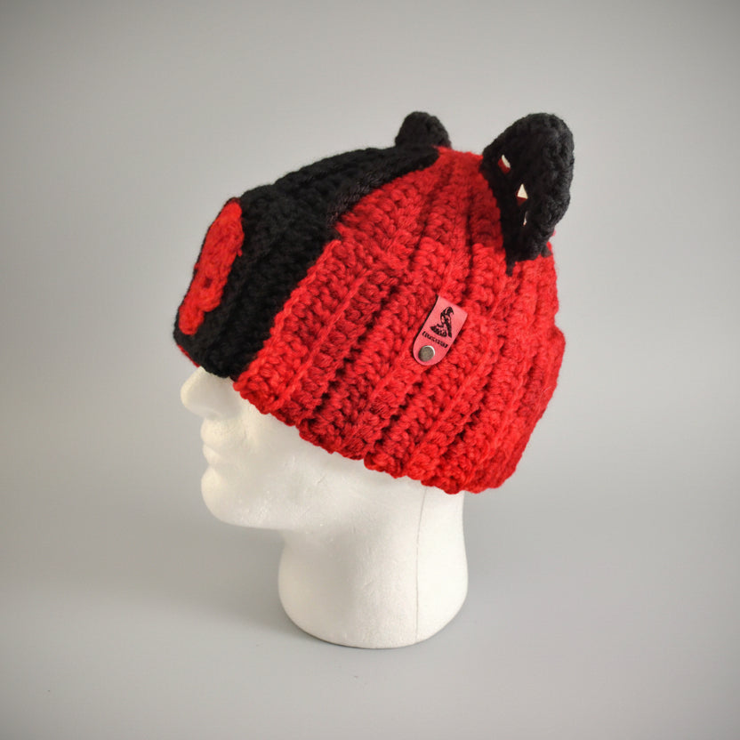 Punk Kitty Beanie in Blood-Of-Your-Enemies Red