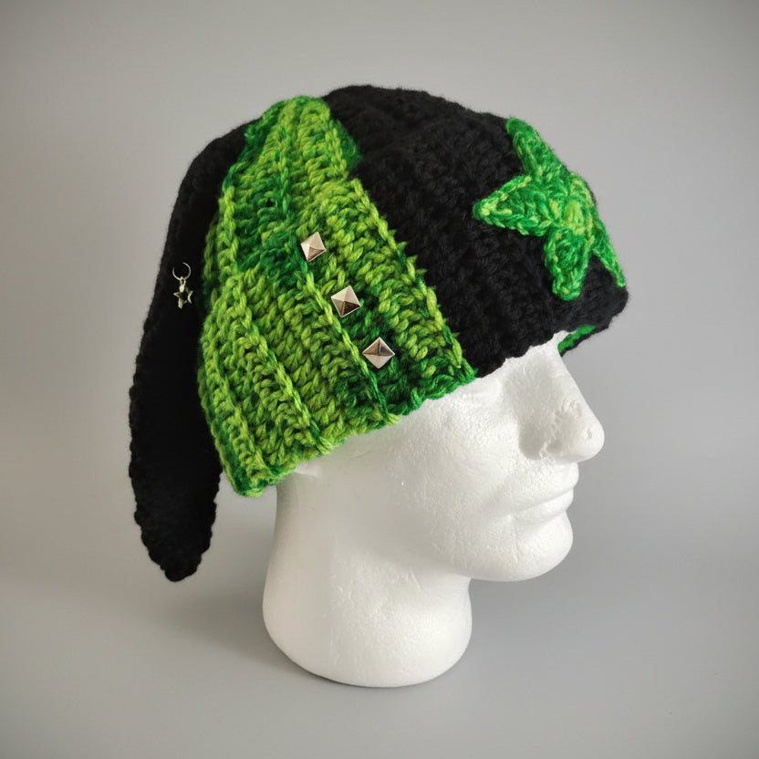 Punk Bunny Beanie in Graffiti Green