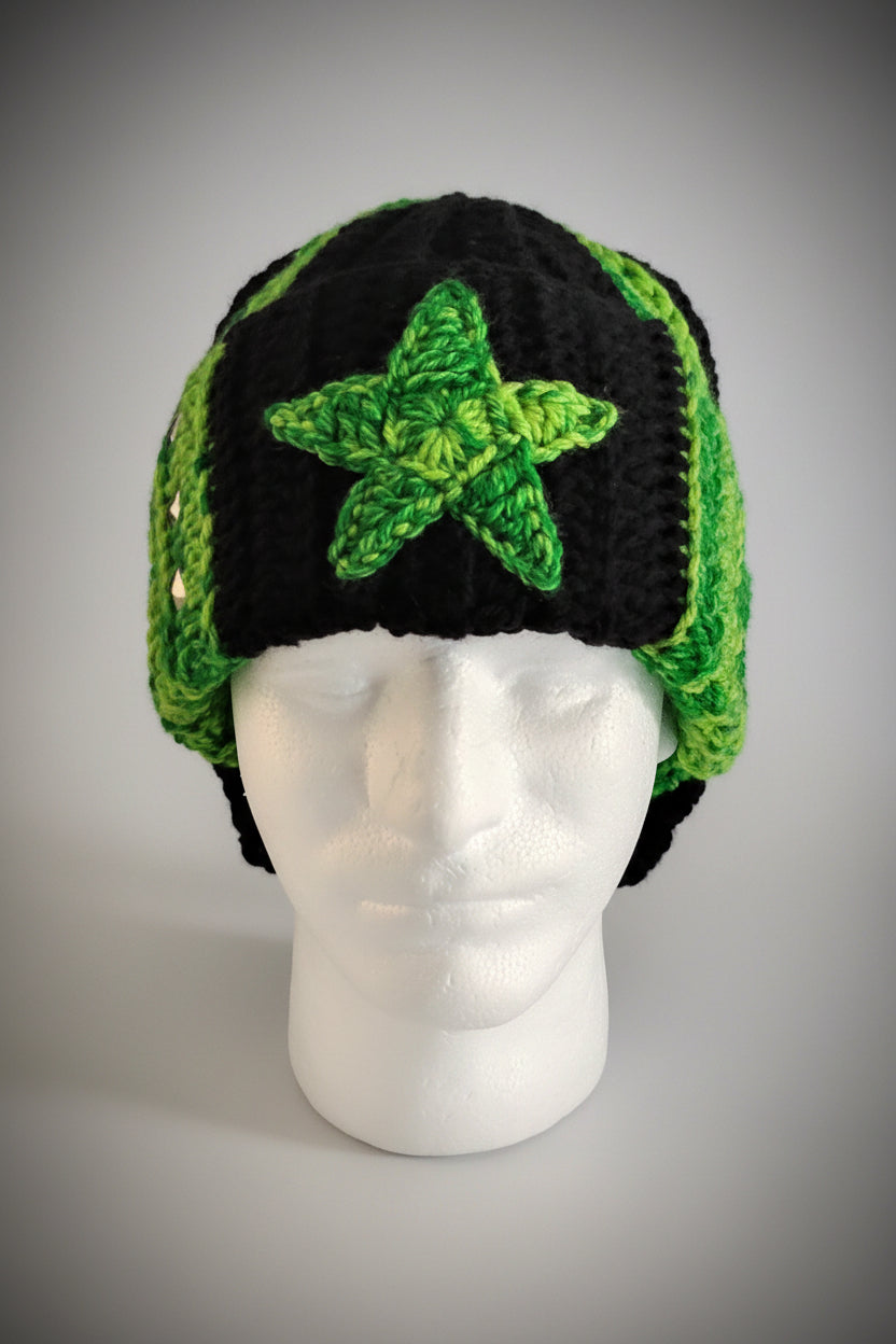 Punk Bunny Beanie in Graffiti Green