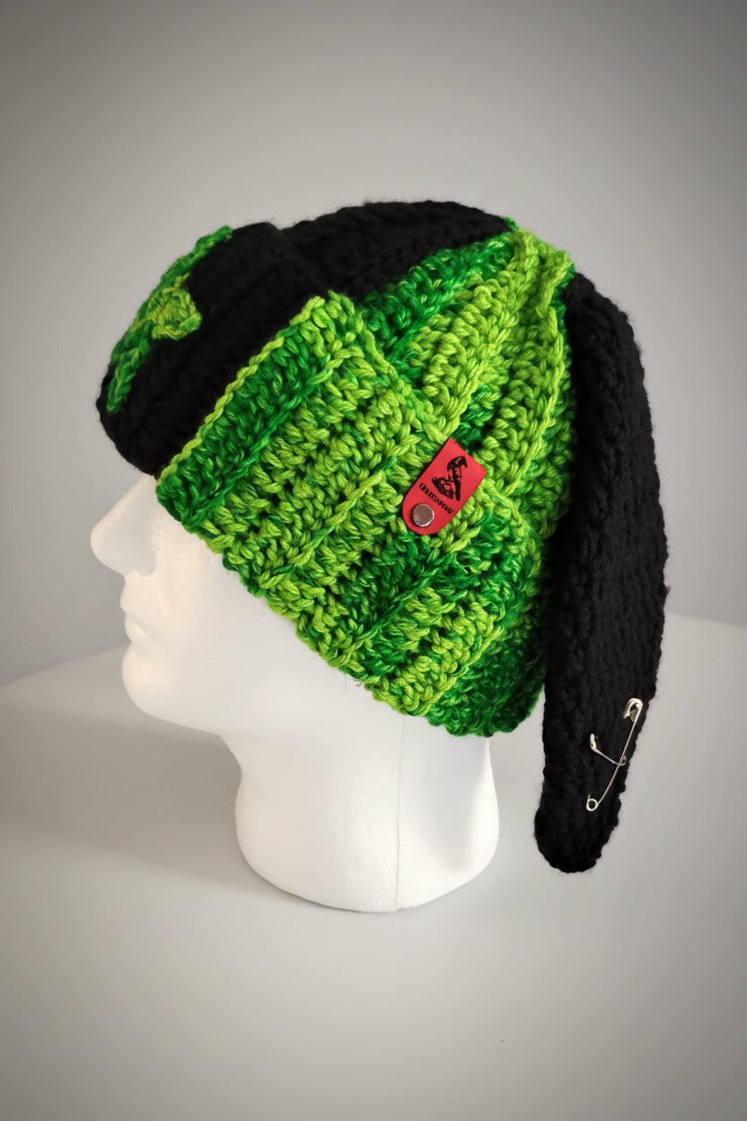 Punk Bunny Beanie in Graffiti Green